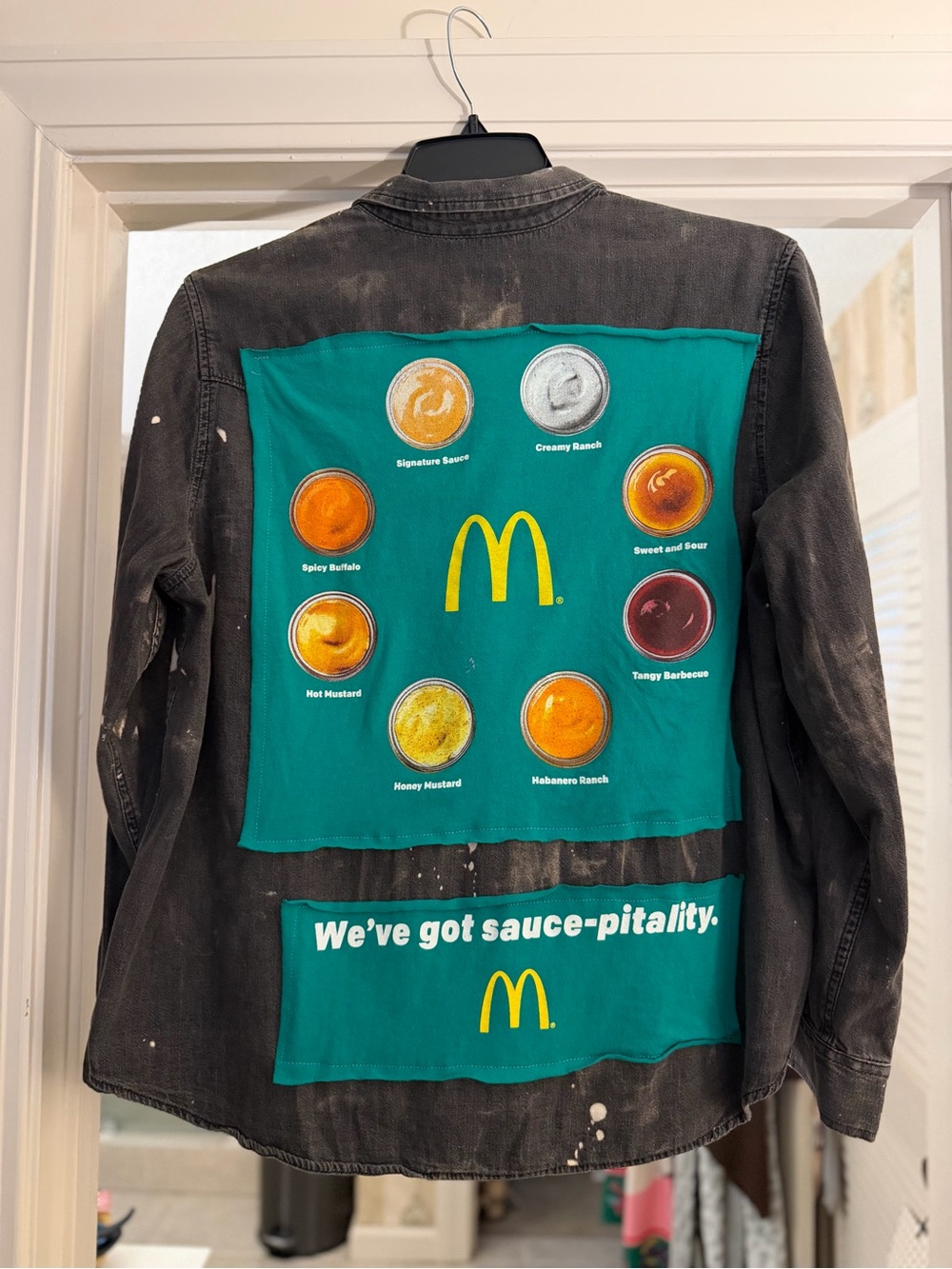 McDonald's Teal & Black Sauce Patch Button-Down Shirt
